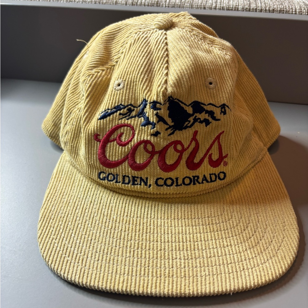 Golden Colorado Coors Tan and Red Corduroy Hat Vacation Travel Novelty Gift